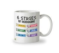 Kruzroyal Funny Programmer Mug 6 Stages of Debugging - 11oz Ceramic Coffee Tea Cup Gift for Developers Coders Software Engineers - Dishwasher Microwave Safe Tech Novelty Present
