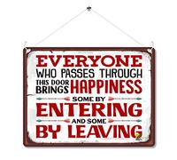 Kruzroyal Funny Sarcastic Metal Wall Sign, Everyone Brings Happiness Novelty Plaque Gift, Humorous Retro Vintage Tin Decor for Home Office or Door, 20x15cm with Hanging String