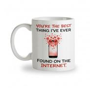 Kruzroyal Funny Valentines Day Mug - You’re The Best Thing I’ve Ever Found on The Internet - 11oz Ceramic Coffee Cup - Novelty Present for Boyfriend, Girlfriend, Husband or Wife - Online Dating Theme