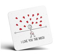 Kruzroyal I Love You This Much Coaster - Funny Valentine’s Day Gift, Romantic Glossy MDF Wooden Drinks Coaster - Novelty Anniversary Present (CS195)