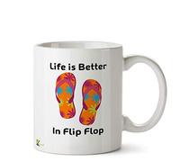 Kruzroyal Life is Better in Flip Flops Mug | Summer Beach Holiday Inspired Ceramic Coffee Tea Cup Gift for Beach Lover, Traveller