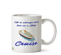 Kruzroyal Life More Fun On Ship Cruise Mug | Inspirational Travel Holiday Ceramic Coffee Tea Cup Gift for Cruise Lover, Sailor, Retirement