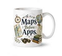 Kruzroyal Maps Before Apps Geography Teacher Coffee Mug - 11 oz Travel Gift