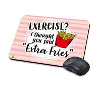 Kruzroyal Mouse Pad Exercise Thought Extra Fries Funny Food Gym Novelty Mat