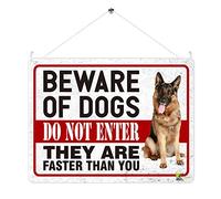 Kruzroyal MP330 BEWARE OF DOGS, Do not enter,They are faster than you. Funny Novelty Retro Vintage Metal Wall Sign Plaque 20cm x 15cm