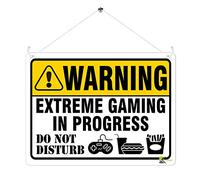 Kruzroyal MP389 WARNING, Extreme gaming in progress, Do not disturb. Funny Novelty Retro Vintage Metal Wall Sign Plaque 20cm x 15cm