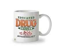 Kruzroyal Pharmacist Mug Funny Gift - 11oz/325ml Educated Drug Dealer Ceramic Coffee Cup for Pharmacy Tech, Student, PharmD - Graduation Present