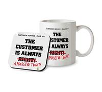 Kruzroyal SM057 Customer Service - Rule no 1 Customer is Always Right! A Massive Tw*t! - 11OZ Mug & Matching Coaster Set - Gift for Retail Collegue Boss Shop Outlet