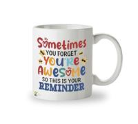 Kruzroyal Sometimes You Forget You're Awesome Mug - Vibrant Star Design - Multi-Colour Motivational Gift for Her, Mum, Best Friend - 11oz Ceramic Positive Affirmation Coffee Cup