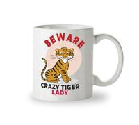 Kruzroyal Tiger Mug - Beware Crazy Tiger Lady Funny Novelty Gift Idea Coffee Tea Cup Unique Gift 11oz