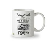 Kruzroyal Train Mug - I Might Look Like I am listerning to You but in My Head I'm Thinking About Trains Funny Novelty Coffee Tea Mug 11OZ - | Gift for Train Enthusiast, Dad, Men