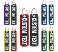 Krvaxe Personalised Keyrings Black, Custom Embroidered Name Keychain for Women Men, Fabric Number Plate Key Ring for Car Motorbike House Keys, Luggage Tags for Suitcases