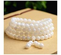 KRXSOBNV, 108 Natural White Shell Beaded Bracelet Necklace Buddha Rosary Beads for Yoga Prayer Meditation (Color : Wit, Size : 6 month), Rosary Bracelets(Jade)