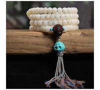 KRXSOBNV, 108 White Bodhi Root Rosary for Mala, 7 * 9Mm Natural Bodhi Buddha Beads Necklace Bracelet Unisex for Prayer Chanting, Rosary Bracelets