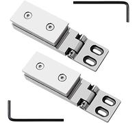 KRXSOBNV, 2 Pack 304 Stainless Steel Glass Door Hinges, Bright Silver Long Bar 90° One Way Bathroom Glass Clip, 8-12mm Swing Door Shower Hinges,Glass Hinges