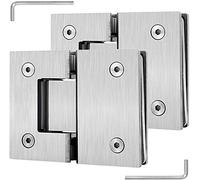 KRXSOBNV, 2 Pack 304 Stainless Steel Glass Door Hinges, Brushed Silver 180° Two-Way Bathroom Glass Clamp, 8-12mm Swing Door Shower Enclosure Hinges,Glass Hinges