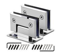 KRXSOBNV, 2 Pack 304 Stainless Steel Glass Door Hinges Cabinet Hinges Bright Silver 90° Two-Way Bathroom Glass Clamp for 8-12 mm Toughened Glass Glass Hinge,Hinges