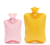 KRXSOBNV, 2 Pack Classic Rubber for 2 Different Sizes, 2 Liter/1 Liter to Keep Warm in Winter, Suitable for Christmas/Birthday Gift Hot Water Bag,Hot Water Bag(Geel)