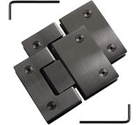 KRXSOBNV, 2PCS 201 Stainless Steel Glass Door Hinges, Black Brushed 180° Two-Way Bathroom Glass Clamps, 8-12mm Frameless Door Shower Door Hinges,Glass Hinges