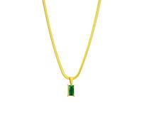 KRXSOBNV, 316L Stainless Steel Geometric Square Green Crystal Pendant Necklace For Women Fashion Non-fading Chain Jewelry Gifts,Necklaces