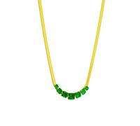 KRXSOBNV, 316L Stainless Steel Green White Square Crystal Zircon Necklace For Women Fashion Flat Snake Chain Luxury Jewelry Gifts,Necklaces