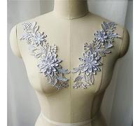 KRXSOBNV, 3D Flower Fabric Appliques Embroidered Gown Collar Sew On Patches for Wedding Decoration Dress DIY ,Sewing Appliqués(Gris)