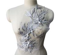 KRXSOBNV, 3D Flower Tassel Lace Fabric Gown Appliques Trims Embroidered Collar Mesh Sew Patch for Wedding Decoration Dress DIY ，Sewing Appliqués