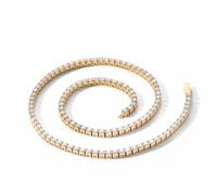 KRXSOBNV, 4MM White/Gold Tennis Necklace for Women Men - 18K White Gold Plated CZ Faux Diamond Necklace Women Round Cut Gemsme Tennis Necklace Chains ，Necklaces(Gold,16 Inch)