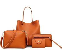 KRXSOBNV, 4Pcs Women Bags Set Purse Shoulder Handbag Tote Messenger Satchel Bag Crossbody ，Women's Bags(Brown)