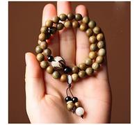 KRXSOBNV, 8Mm Green Sandalwood Double Circle Beaded Bracelet Delicate Wood Lotus Buddha Rosary Unisex for Yoga Meditation Prayer, Rosary Bracelets