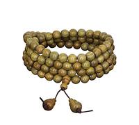 KRXSOBNV, 8Mm Green Sandalwood Multi-Circle Beaded Bracelet Necklace 108 Buddha Rosary Unisex for Prayer Meditation Mala, Rosary Bracelets