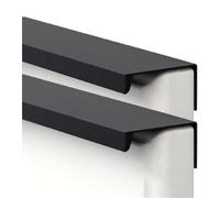 KRXSOBNV, Aluminium Alloy Cabinet Handle Finger Edge Pull DrawerHandles Concealed Handles Furniture Knobs Black 2 Pieces ，Concealed Door Handles(Hole Distance 256mm)