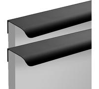 KRXSOBNV, Aluminum Alloy Invisible Handle Wardrobe Kitchen Cabinet Handles Finger Edge Pull DrawerHandles Black 2 Pieces ，Concealed Door Handles(Hole Distance 192mm)