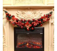 KRXSOBNV, Artificial Bushy Xmas Garlands, Fireplace Christmas Decorations, Decoration on Mantle Front Door Indoor Outdoor, No Light String,Christmas wreath(Red,120cm/47.2in)