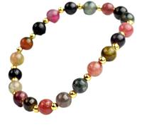 KRXSOBNV Beaded bracelet， Natural Tourmaline Red Agate Bracelet Citrine AmethystLove 7 Talisman Prosperity Money Luck 2023 New Luxury Vacation Jewelry(Tourmaline)