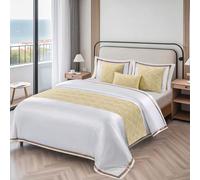KRXSOBNV, Blue Bed Runner For Foot Of Double-sided Jacquard Geometric Wave Bedspread Modern Bedding Cover Scarf End Towel Protection For Hotel Wedding,Bed towel(Yellow,45 * 45cm(with core))
