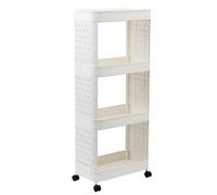 KRXSOBNV, Book cartPlastic Mobile Bookshelf with Wheels, 2/3/4 Tier Slim Rolling Storage cart Movable for, Classroom, Kitchen,2,Mobile Bookcase(4 Tier)