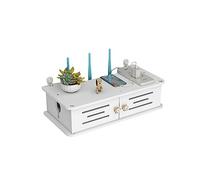 KRXSOBNV, Cable Management Box Wireless Wifi Wall Hanging Plug Board Bracket Cable Organizer Livingroom Wood PVC Panel Shelf DIY Home Decor Cable Tidy Box,WiFi Organiser