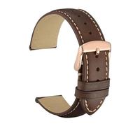 KRXSOBNV, Calfskin Leather Watchband Soft Material Wrist Strap Watch Band Gold Buckle,Watch Strap(Brownrose gold,21mm)