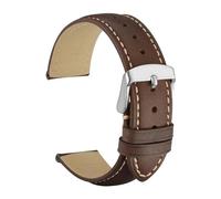 KRXSOBNV, Calfskin Leather Watchband Soft Material Wrist Strap Watch Band Gold Buckle,Watch Strap(Brownsilvery,24mm)