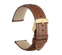 KRXSOBNV, Calfskin Leather Watchband Soft Material Wrist Strap Watch Band Gold Buckle,Watch Strap(Cinnamon BrownS,24mm)