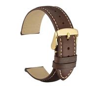 KRXSOBNV, Calfskin Leather Watchband Soft Material Wrist Strap Watch Band Gold Buckle,Watch Strap(Dark BrownGoldB,20mm)