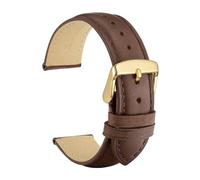 KRXSOBNV, Calfskin Leather Watchband Soft Material Wrist Strap Watch Band Gold Buckle,Watch Strap(Dark BrownGoldA,23mm)