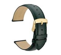 KRXSOBNV， Calfskin Leather Watchband Soft Material Wrist Strap Watch Band Gold Buckle,Watch Strap(Dark GreenGold,24mm)