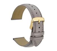 KRXSOBNV, Calfskin Leather Watchband Soft Material Wrist Strap Watch Band Gold Buckle,Watch Strap(GreyGold,18mm)
