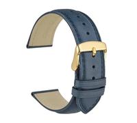 KRXSOBNV, Calfskin Leather Watchband Soft Material Wrist Strap Watch Band Gold Buckle,Watch Strap(Navy BlueGold,18mm)