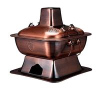 KRXSOBNV, Chinese Tranditional Hotpot,Charcoal Shabu Hot Pot Vintage Copper Pan 304 Stainless Steel ，Copper Hotpot(Red Copper,34cm)