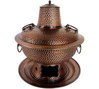 KRXSOBNV, Chinese Tranditional Hotpot,Extra Thick Copper Shabu Hot Pot Vintage Charcoal Cooker Hand-Hammer ，Copper Hotpot(36cm)