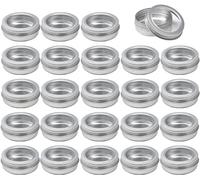 KRXSOBNV Cosmetic Jars, 24 Pcs 150ml Empty Round Silver Aluminum Tins Cans Jars with Screw Lids Clear Window(60ml)