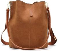 KRXSOBNV, Crossbody Bag for Women Vintage Bucket Tote PU Leather Shoulder Bag Handbags with Adjustable Strap Retro Messenger Bags ，Women's Bags(Brown)
